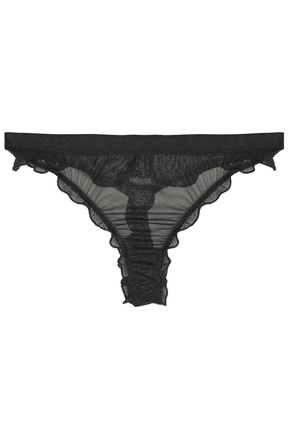 Sparkling ruffled thong black